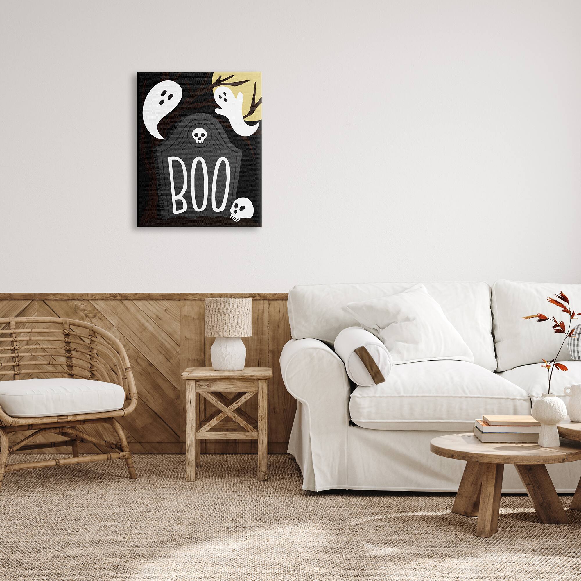 Stupell Industries Boo Haunted Night Gravestone Canvas Wall Art